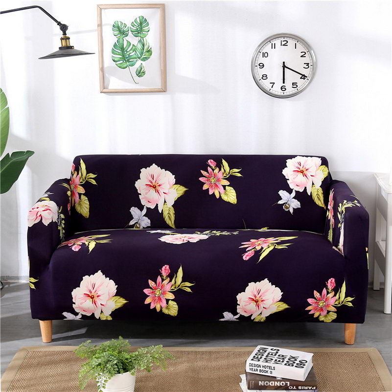 Flowers Deep Blue Sofa Cover covermysofa™
