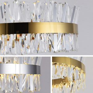 Crystal Chrome Gold Round Rectangle Chandelier