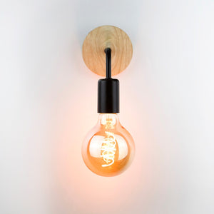 Industrial Style LED Wooden Base Wall Light Black/White