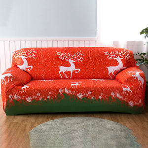 Christmas Reindeer Red Sofa Cover