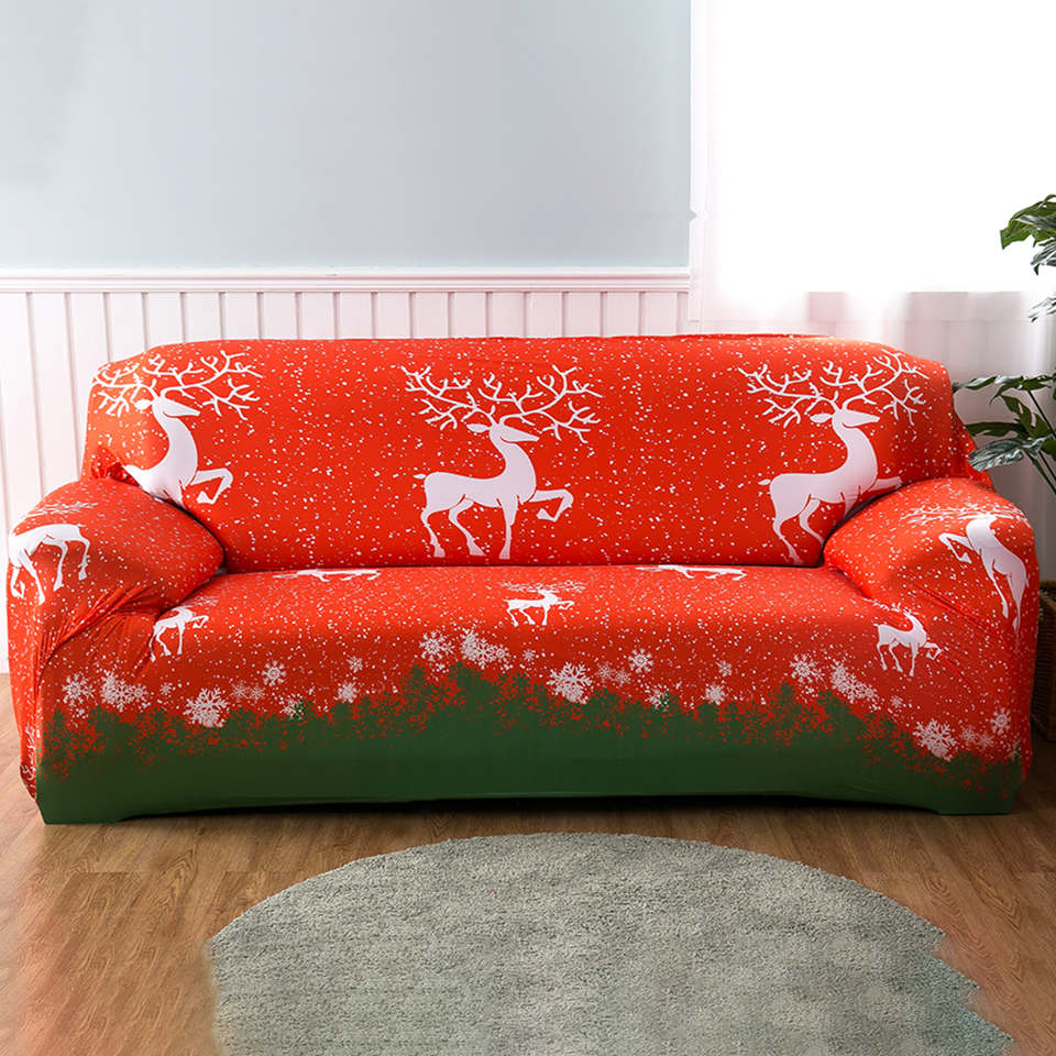 Christmas Reindeer Red Sofa Cover