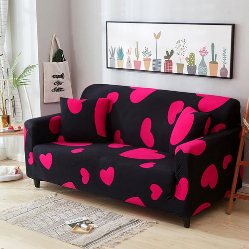 Hearts Black Sofa Cover