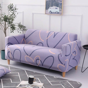 Heart Purple Sofa Cover
