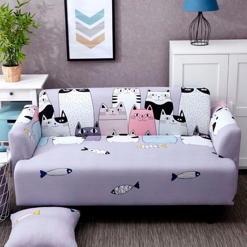 Cats Lilac Sofa Cover
