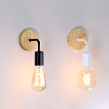 Load image into Gallery viewer, Industrial Style LED Wooden Base Wall Light Black/White