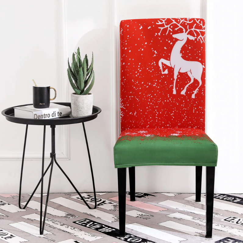 Christmas Reindeer Red Chair Cover
