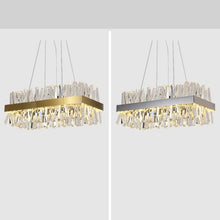 Load image into Gallery viewer, Crystal Chrome Gold Round Rectangle Chandelier